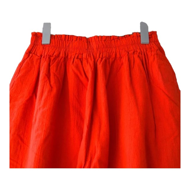 ヂェン先生の日常着綿麻ストレートパンツ（朱赤）