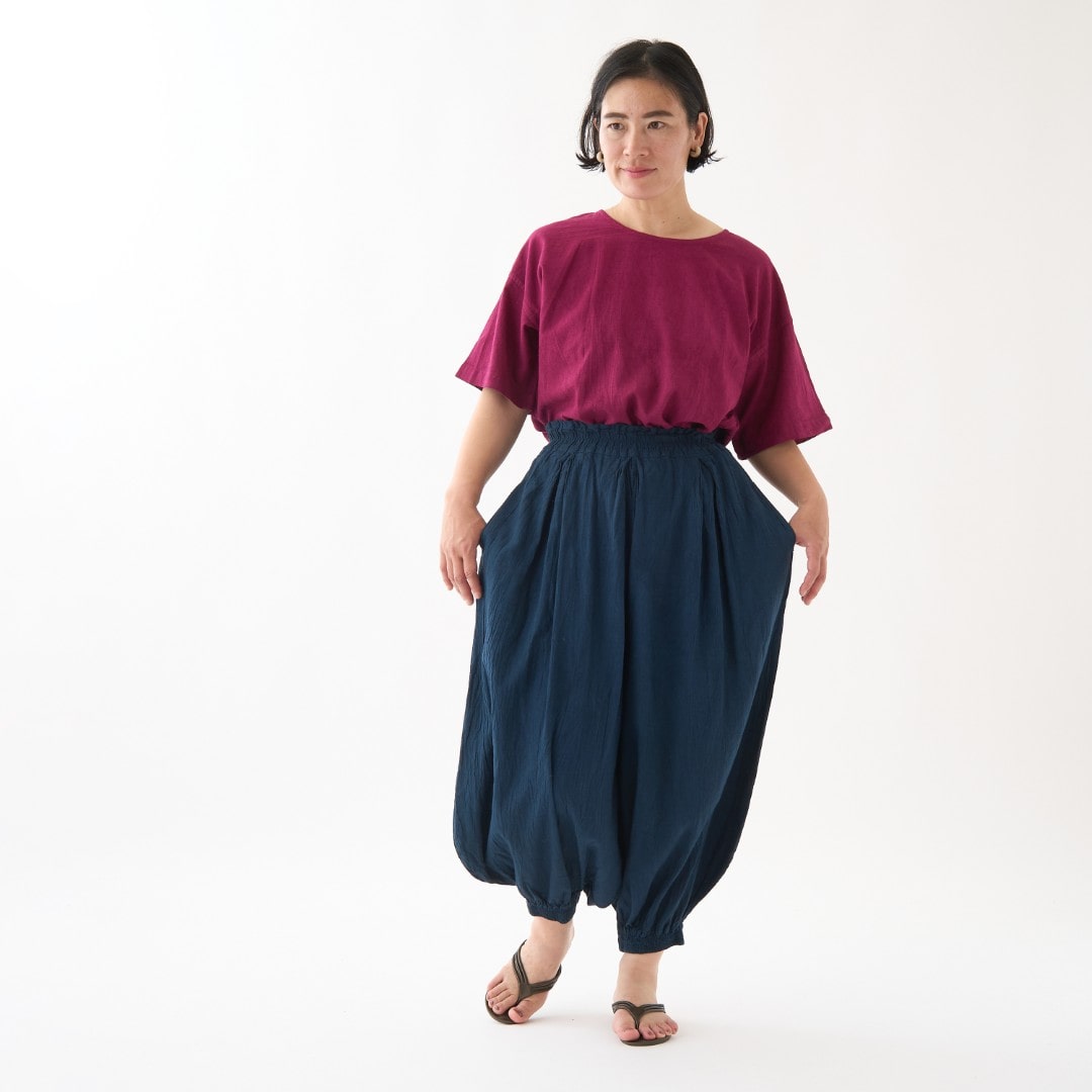 GAIAネットヂェン先生の日常着 バルーンパンツ 太【薄地】 赤紫 S(S 赤