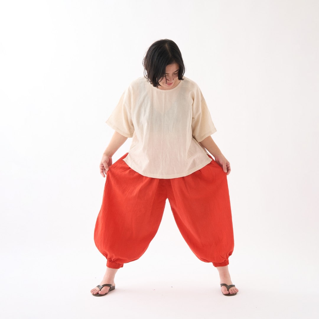 GAIAネットヂェン先生の日常着 バルーンパンツ 太【薄地】 生成