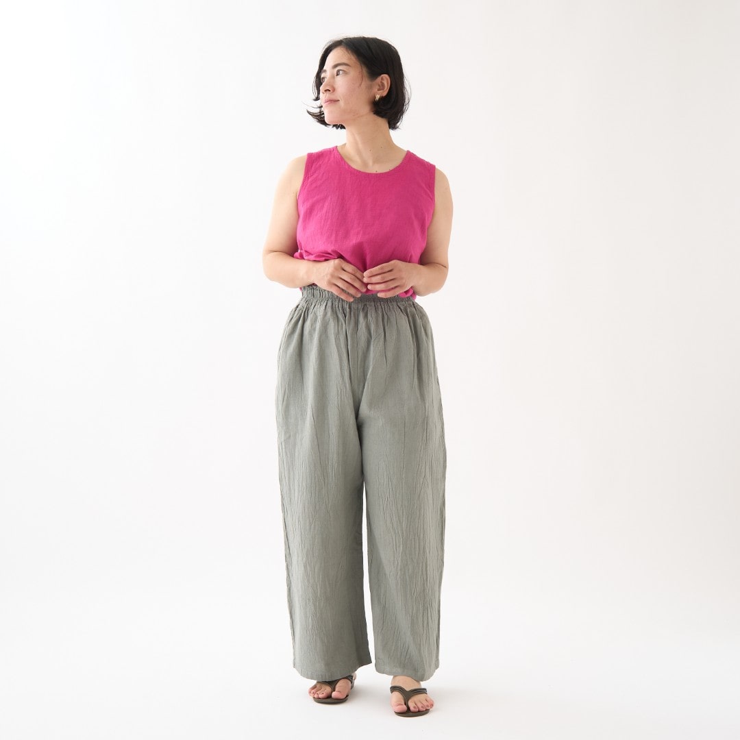 ヂェン先生の日常着　シンプルパンツ　ライトグレー GAIAネットヂェン先生の日常着 ストレートパンツ 【薄地