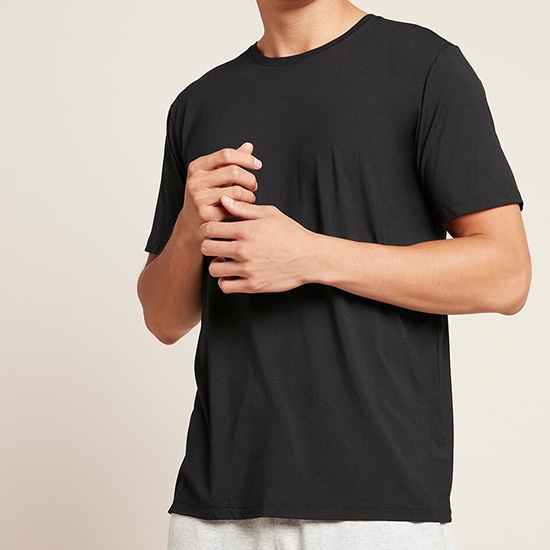 GAIAネットBOODY メンズ クルーネックTシャツ ブラックL(L