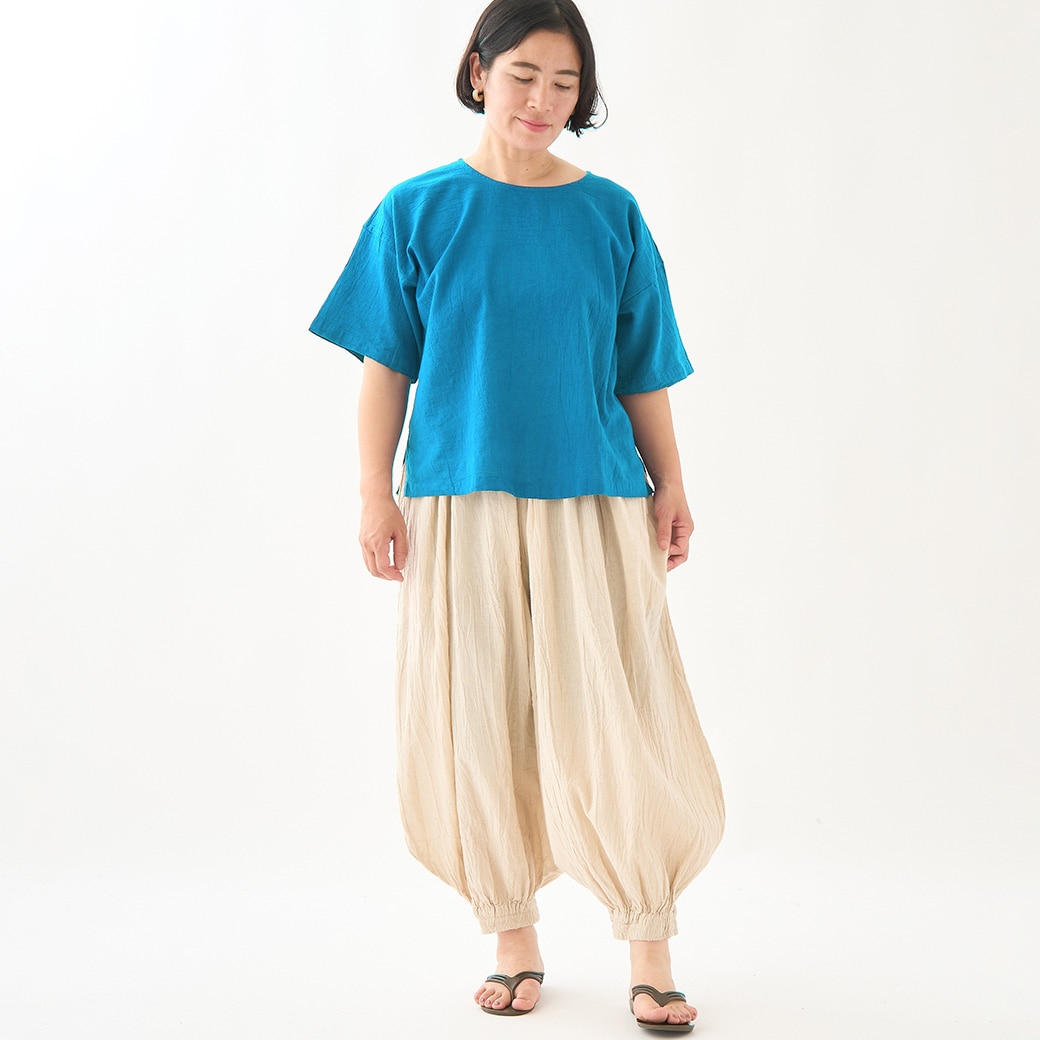 GAIAネットヂェン先生の日常着 半袖ショート シアン F(フリー