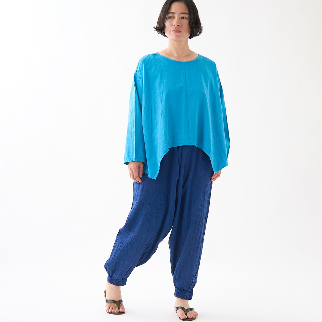 GAIAネットヂェン先生の日常着 太極拳パンツ 【薄地】 青 S(S 青