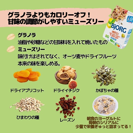 GAIAネット[※]ミトク ビオルグ ミューズリー フルーツ&シード 375g: 米