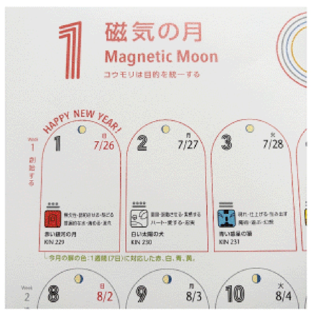 GAIAネットこよみ屋 13の月の暦 ヨコ 「赤い銀河の月の年」(2026.7.26