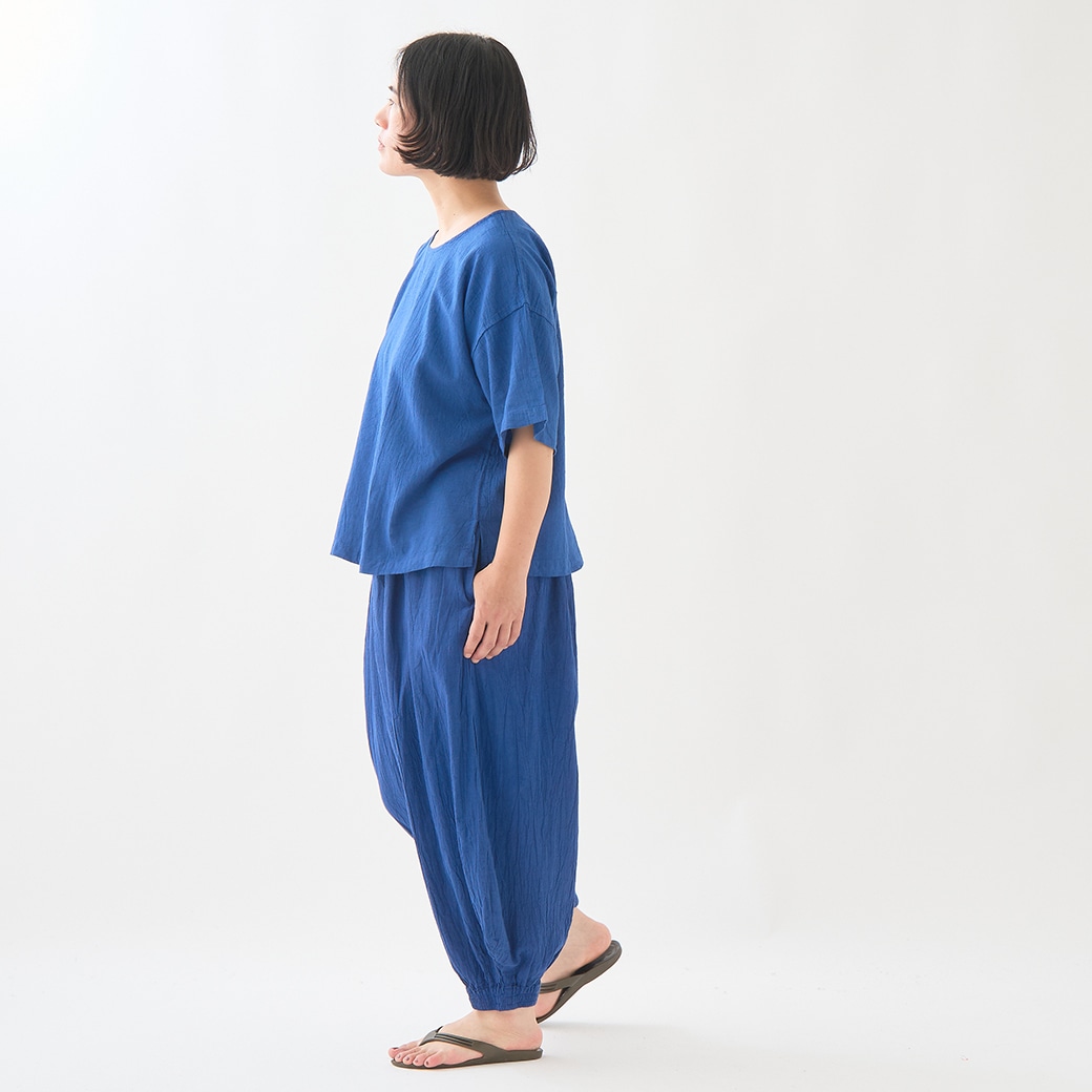 ヂェン先生の日常着　バルーンパンツ　太　S GAIAネットヂェン先生の日常着 バルーンパンツ 太【薄地】 青 S