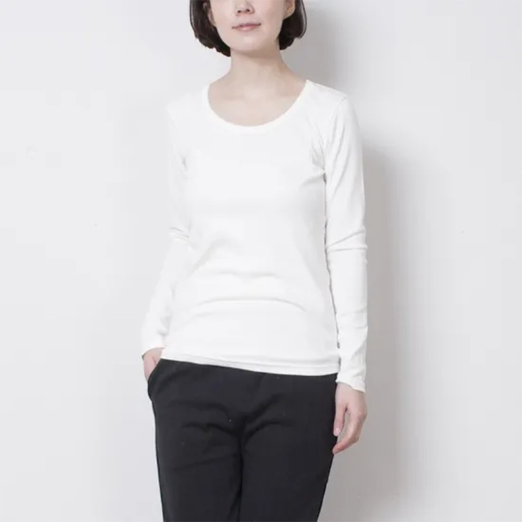 【取寄・火曜】yohaku 5本針長袖Tシャツ ホワイト