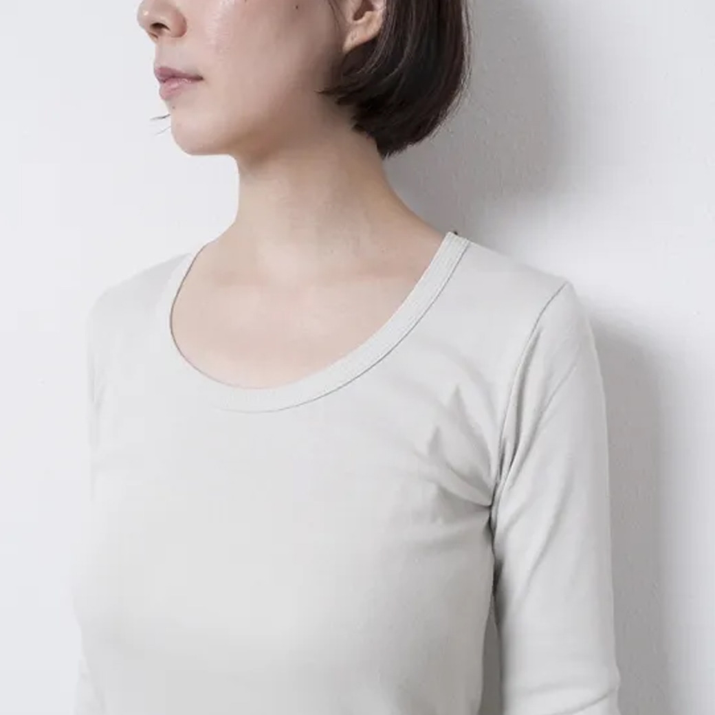 【取寄・火曜】yohaku 5本針長袖Tシャツ ライトグレー