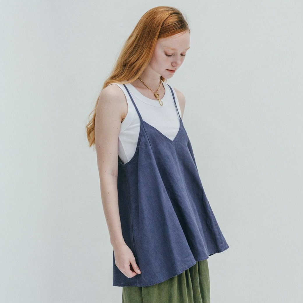 【取寄・火曜】 fog linen work ジェニー キャミソール ブルー フュメ