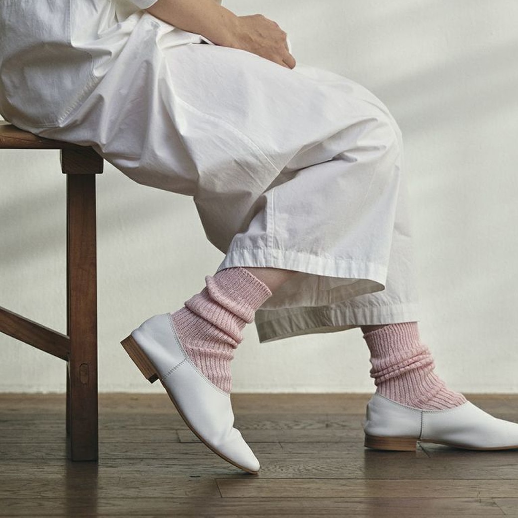 【取寄・火曜】 fog linen work リネン ミドルゲージ リブソックス ブロッサム