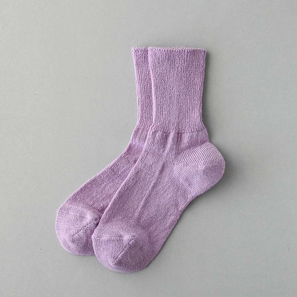 【取寄・火曜】 Gluck und Gute(グリュックントグーテ) 足の衣「麻」 丈短め ラベンダー 23-25cm