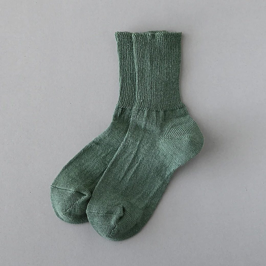 【取寄・火曜】 Gluck und Gute(グリュックントグーテ) 足の衣「麻」 丈短め ユーカリ 23-25cm