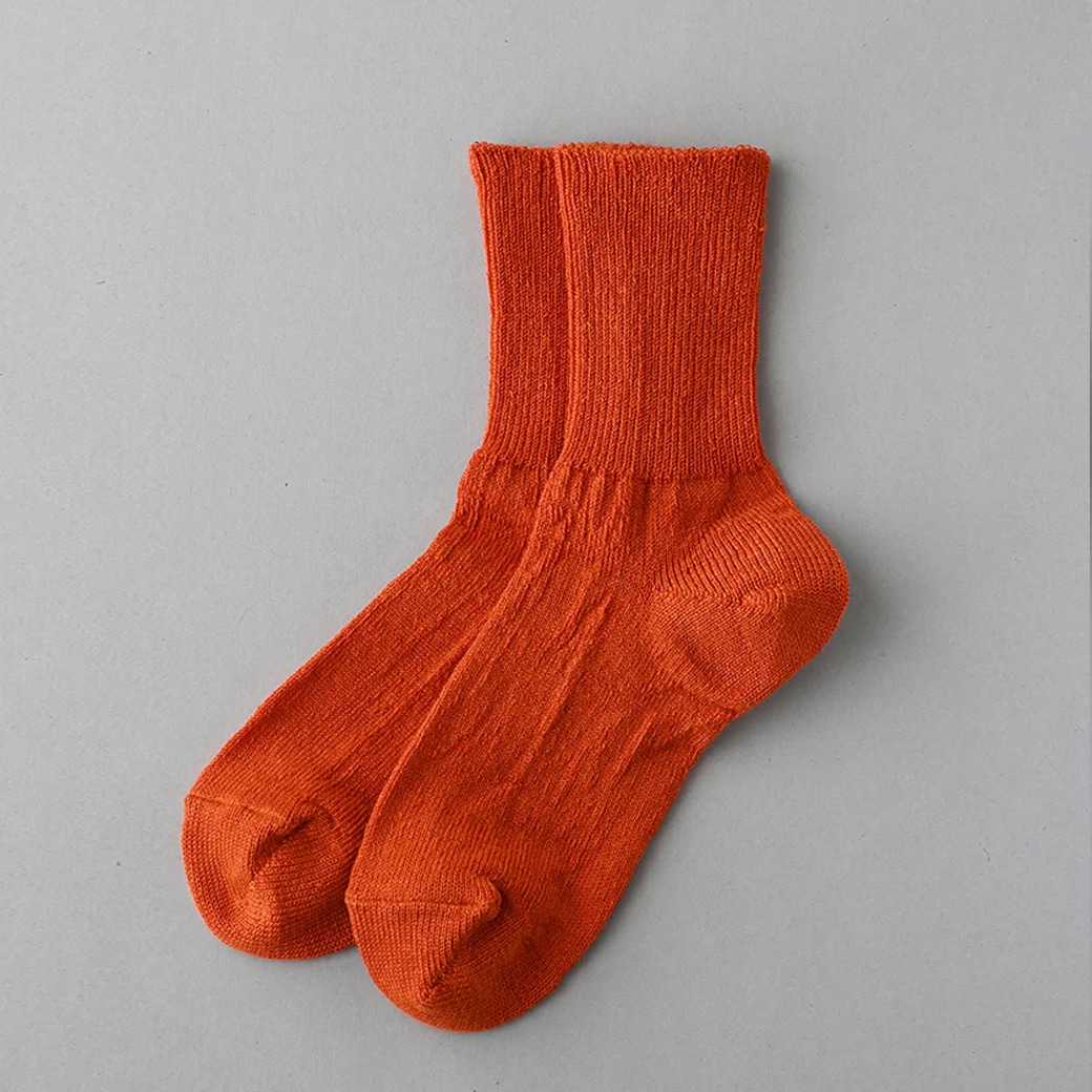 【取寄・火曜】 Gluck und Gute(グリュックントグーテ) 足の衣「麻」 丈短め ブラッドオレンジ 23-25cm