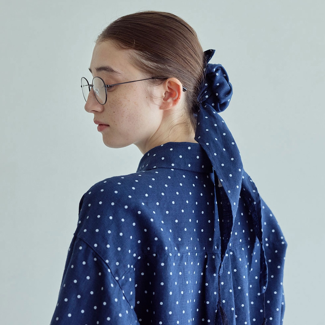 【取寄・火曜】 fog linen work テス スカーフ ネイビードット