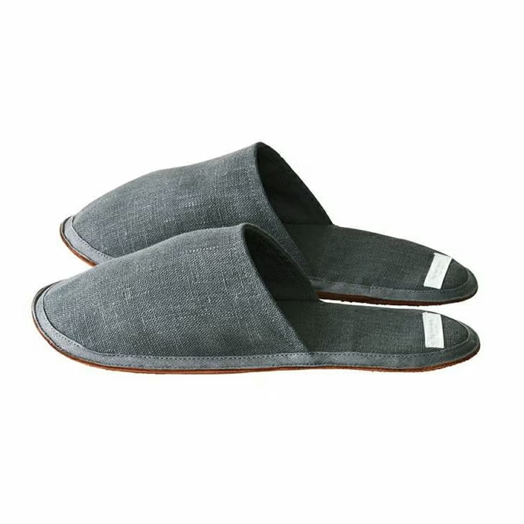 【取寄・火曜】 fog linen work リネン スリッパ グリーブルー L