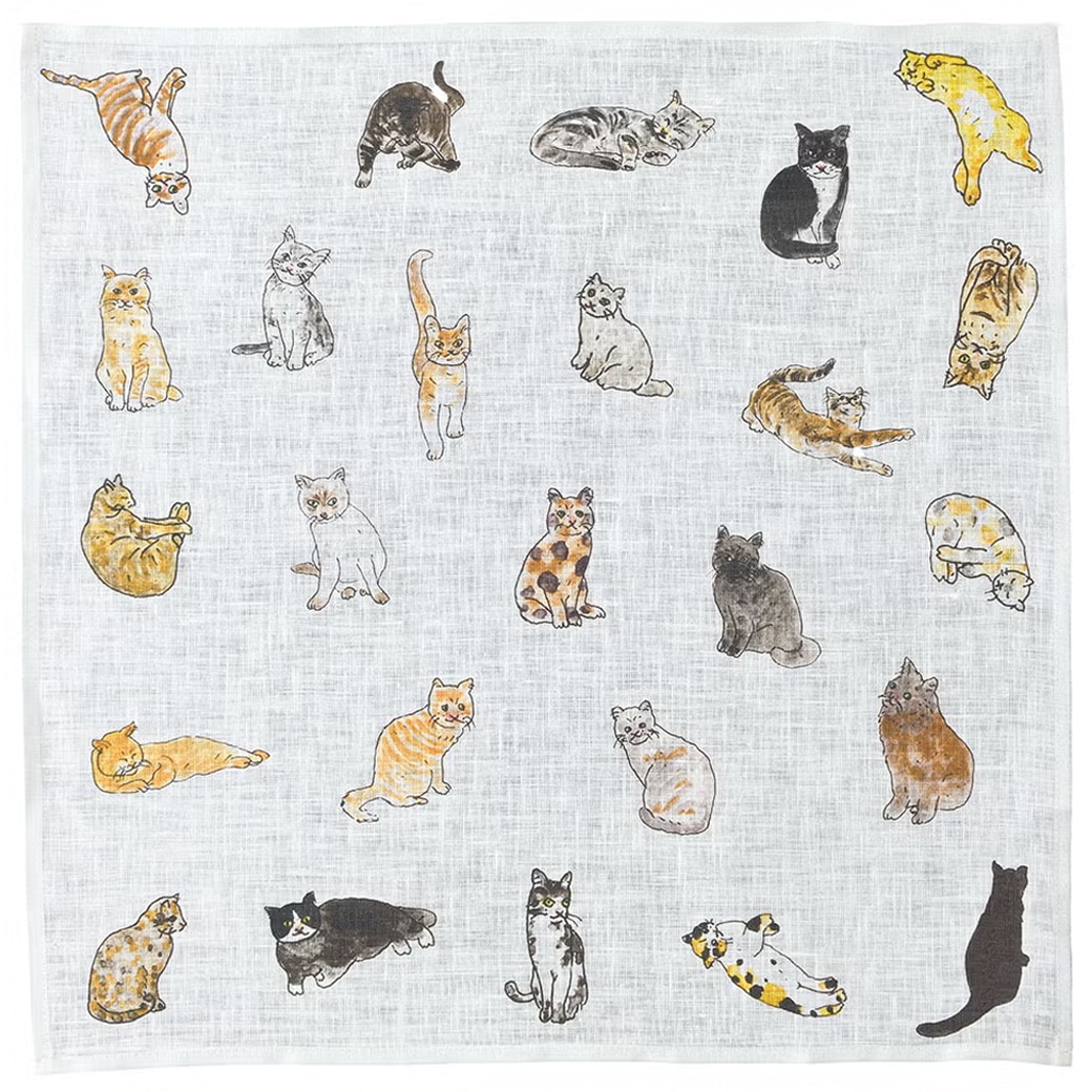 【取寄・火曜】 fog linen work リネン ハンカチ 猫たち イザベルボワノ