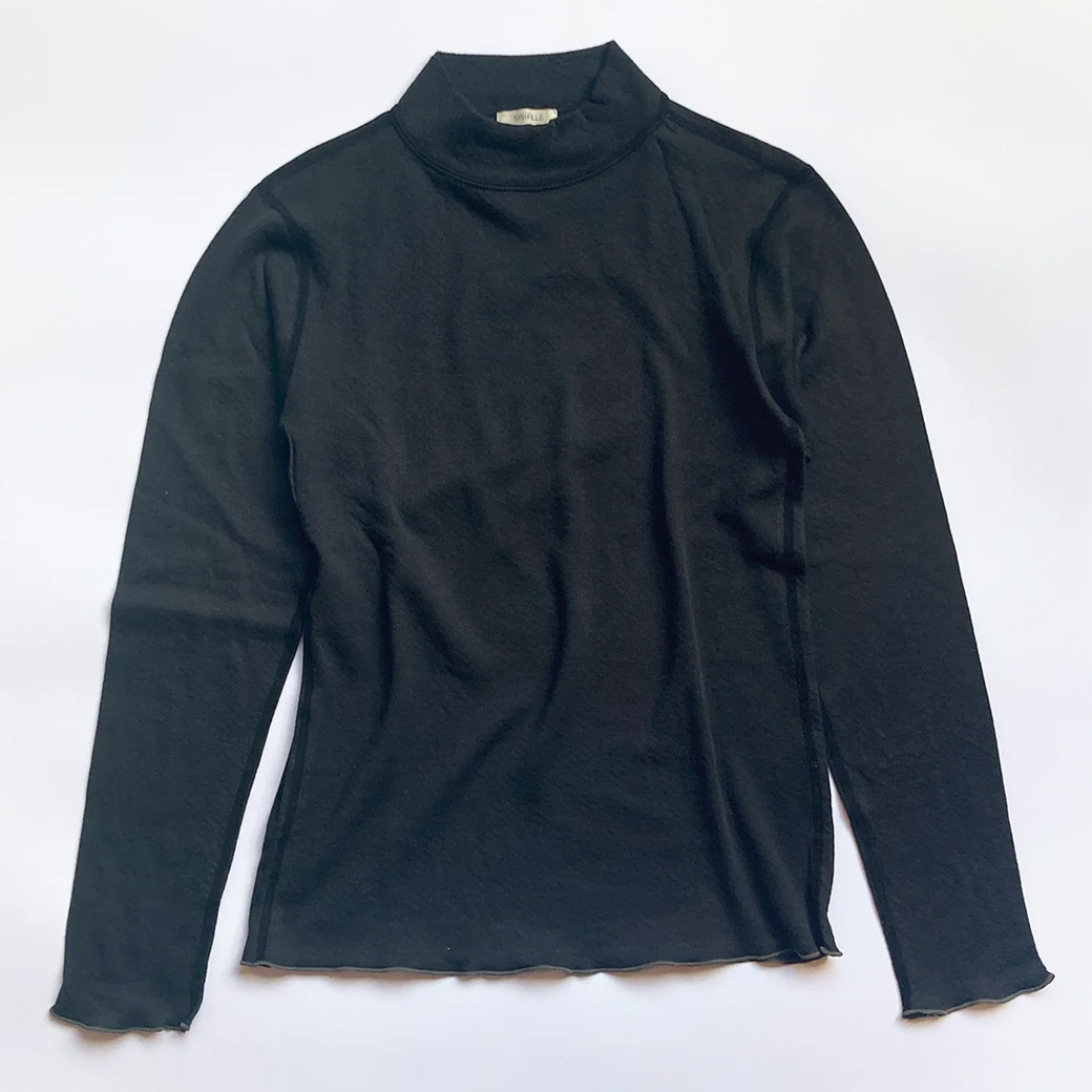 【取寄・火曜】 SISIFILLE(シシフィーユ) HIGH NECK LONG SLEEVE TEE ハイネック 長袖Tシャツ ナイトブルー