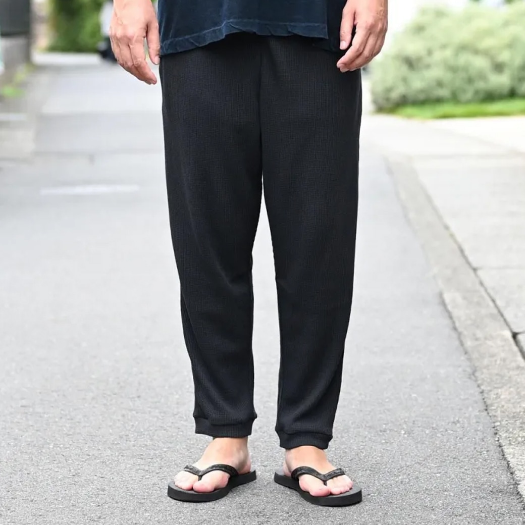 【取寄・火曜】yohaku ドバイパンツ 綿リネン ワッフル素材 チャコール