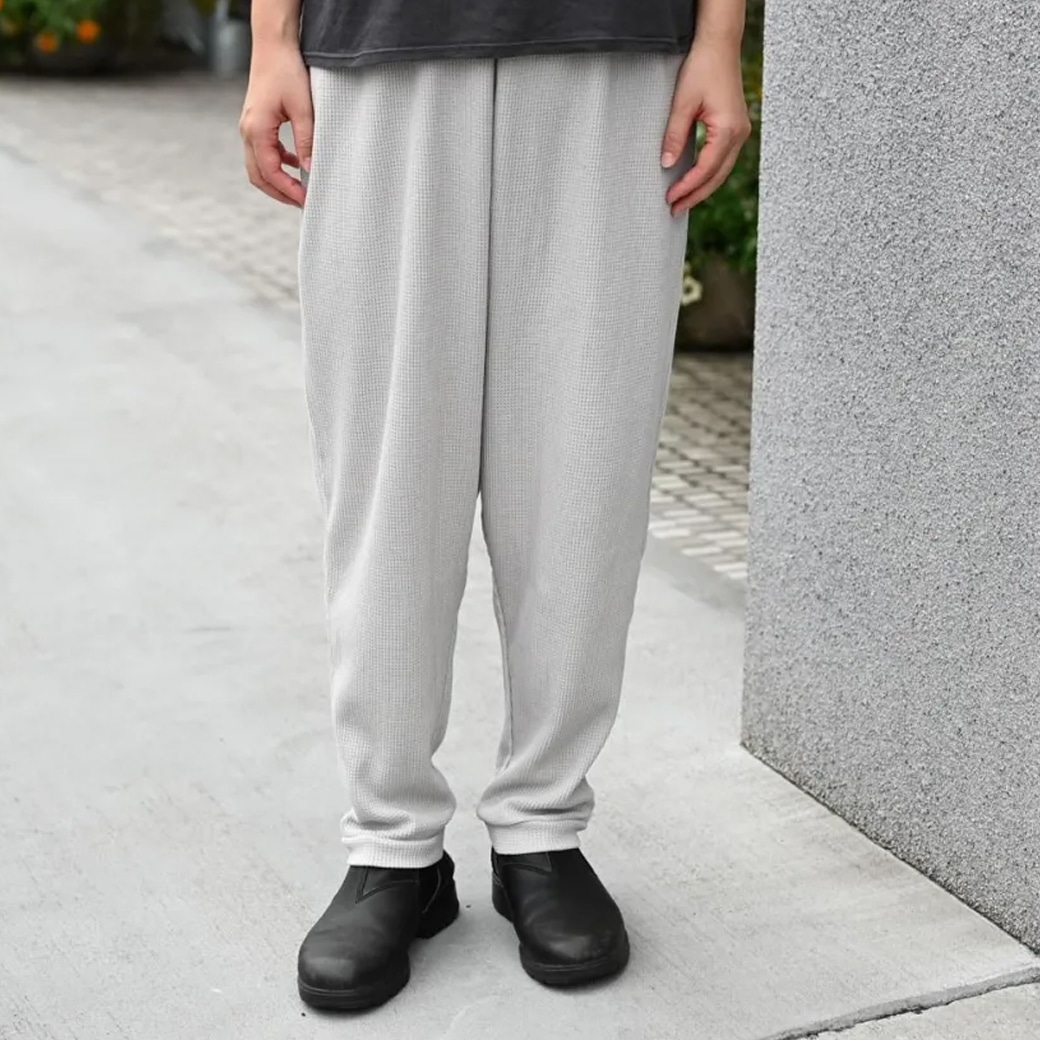 【取寄・火曜】yohaku ドバイパンツ 綿リネン ワッフル素材 ライトグレー