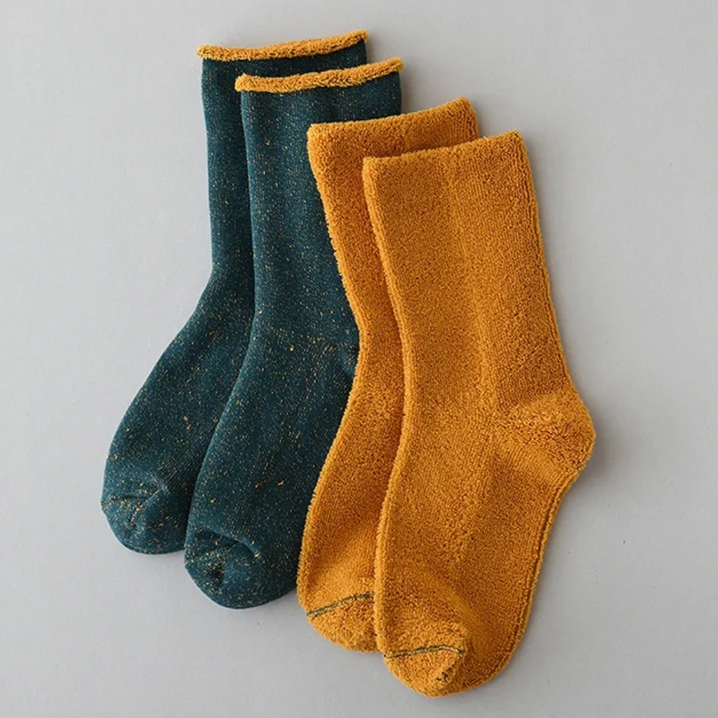 【取寄・火曜】 Gluck und Gute(グリュックントグーテ) 足の寝間着 organic cotton ハニーオーカー×ディープモス 男女兼用