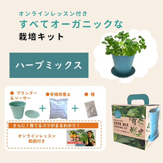 【取寄・火曜】グリーンフィールドプロジェクト 有機種子 すべてオーガニックな栽培キット ハーブミックス 4号ポット 【固定種】