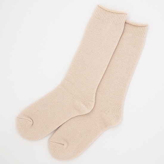 【取寄・火曜】メイド・イン・アース パイル編みルームソックス M/きなり