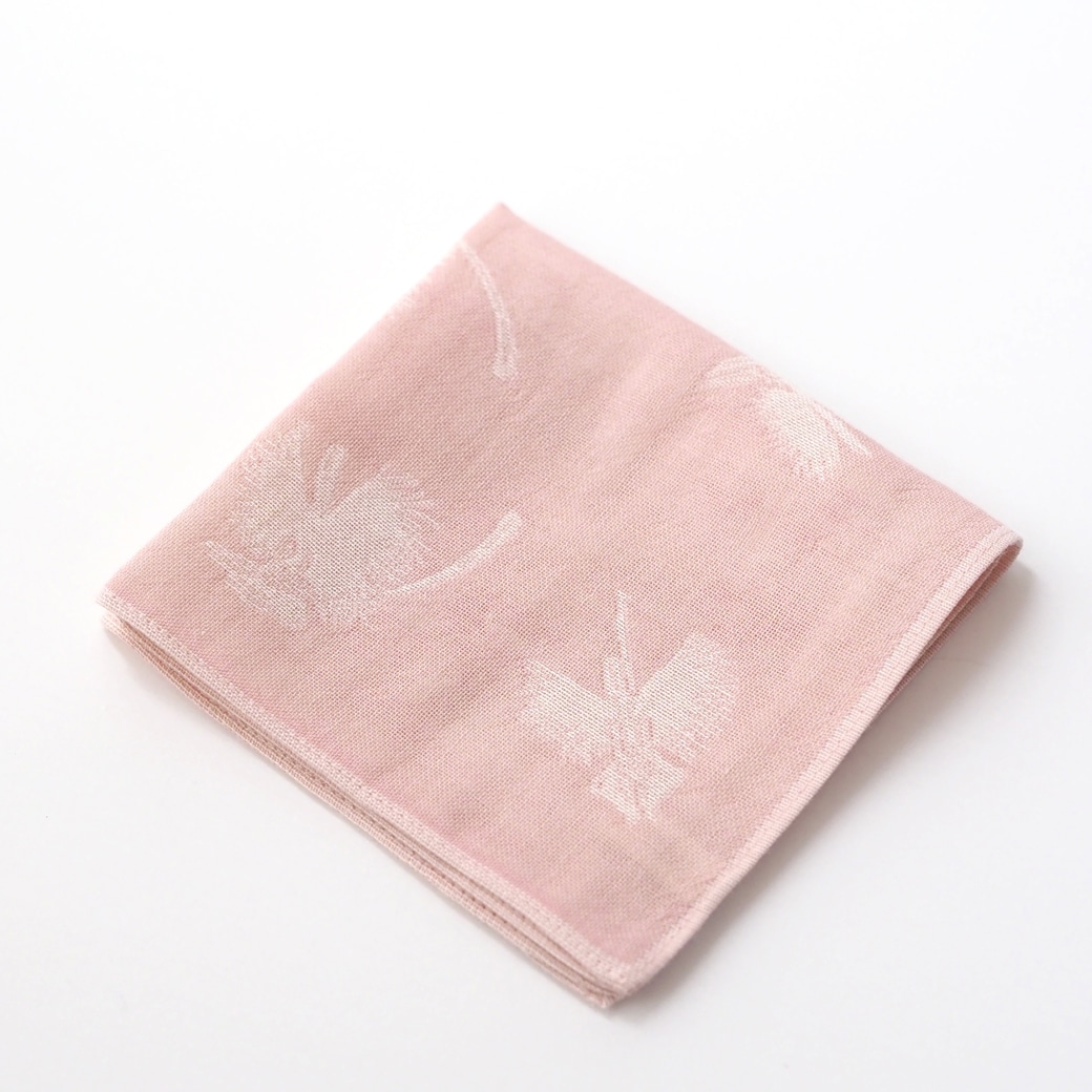 【取寄・火曜・常温】メイド・イン・アース 和綿ダブルガーゼ ハンカチーフ 鷺草柄/ ピンク