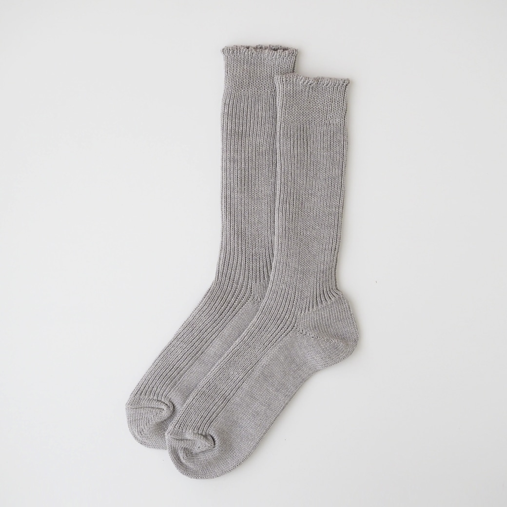 【取寄・火曜・常温】メイド・イン・アース ローゲージ 1×1 リブ編み ソックス M/ グレー